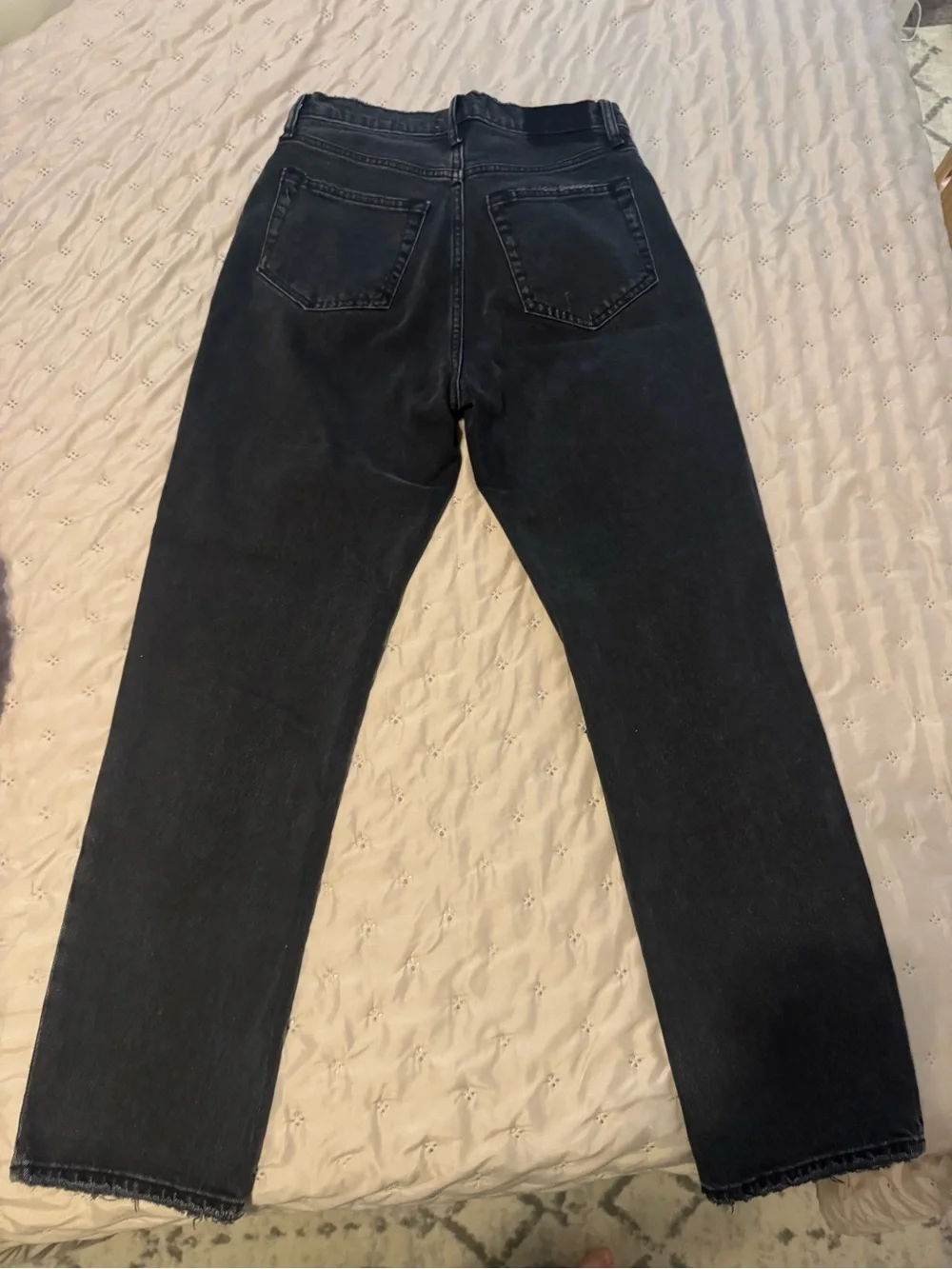 (LONG Length) Black Distressed Straight-Leg Jeans ABERCROMBIE